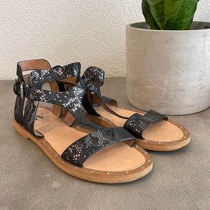 Vanessa Wu Anthropologie Snake Print Sandals
